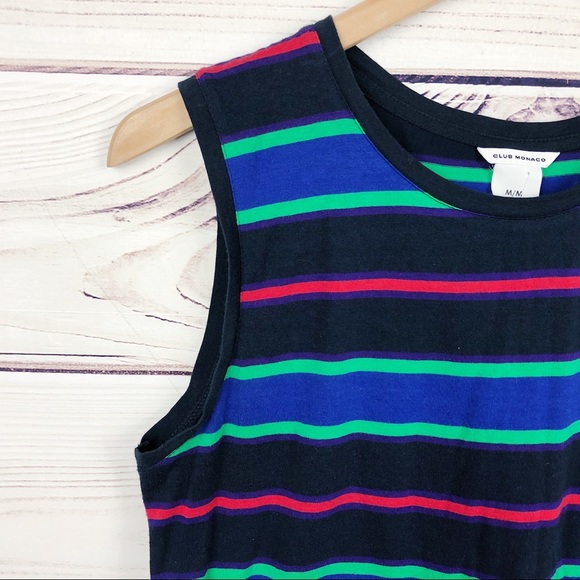 Club Monaco Colorful Striped Muscle Tank Top M - Picture 3 of 5